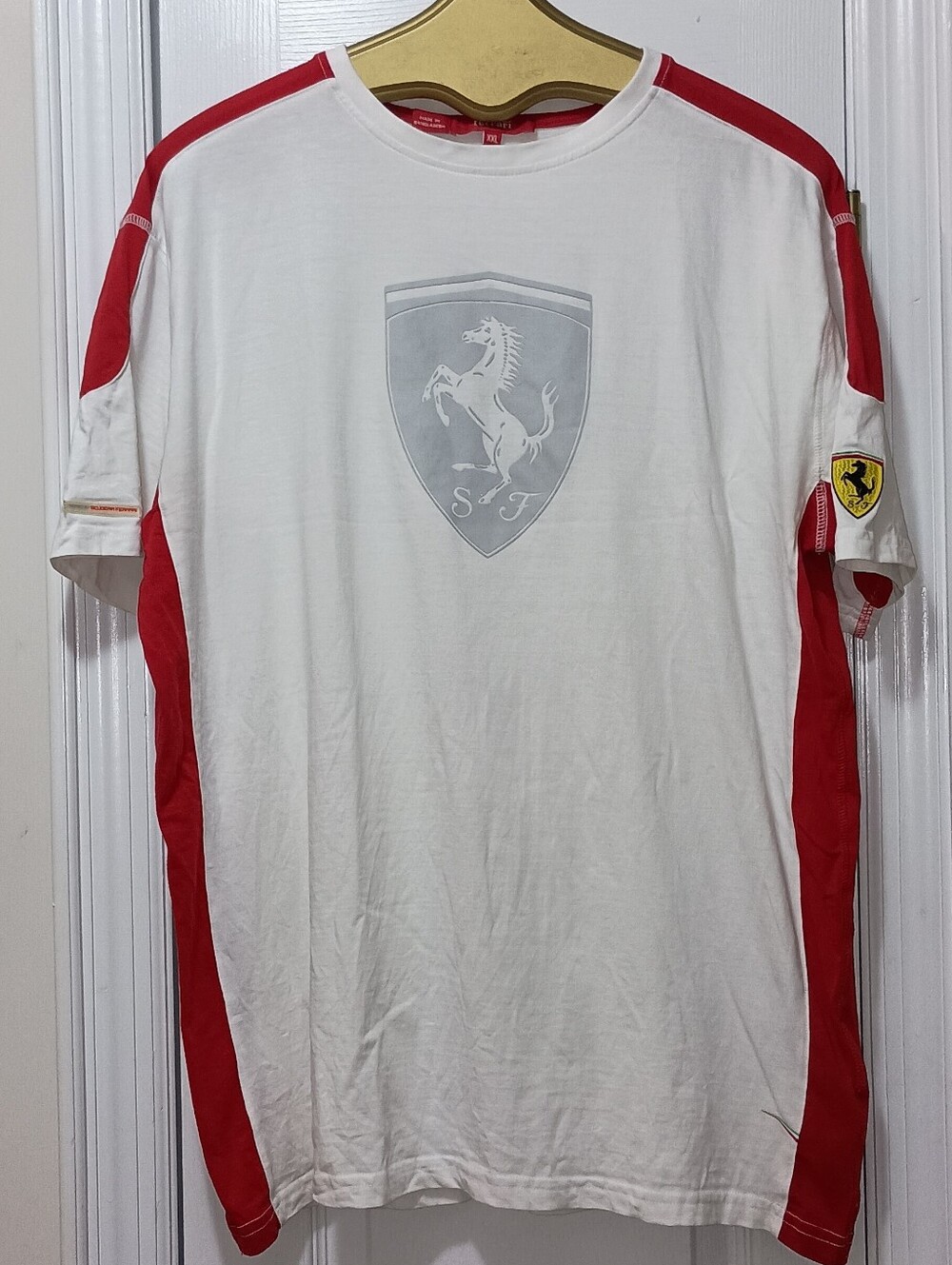 Ferrari White and Red Crewneck Logo T-Shirt XXL